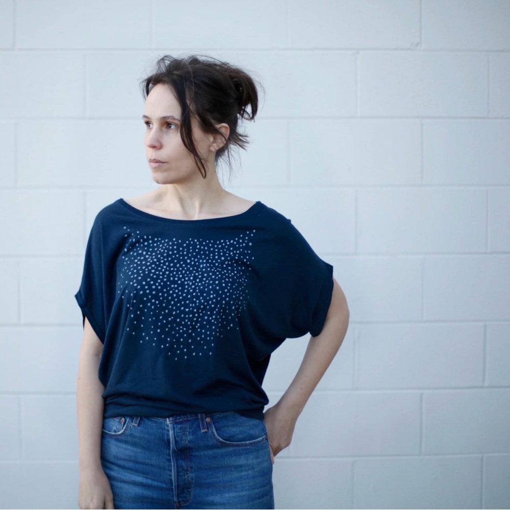 Meteor Shower Loose Fitting Organic Cotton / Viscose Bamboo Navy Blue 2X